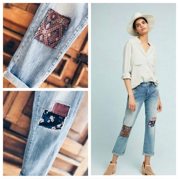 Pilcro & The Letterpress Anthropologie Patchwork Jeans NWT - Picture 11 of 11